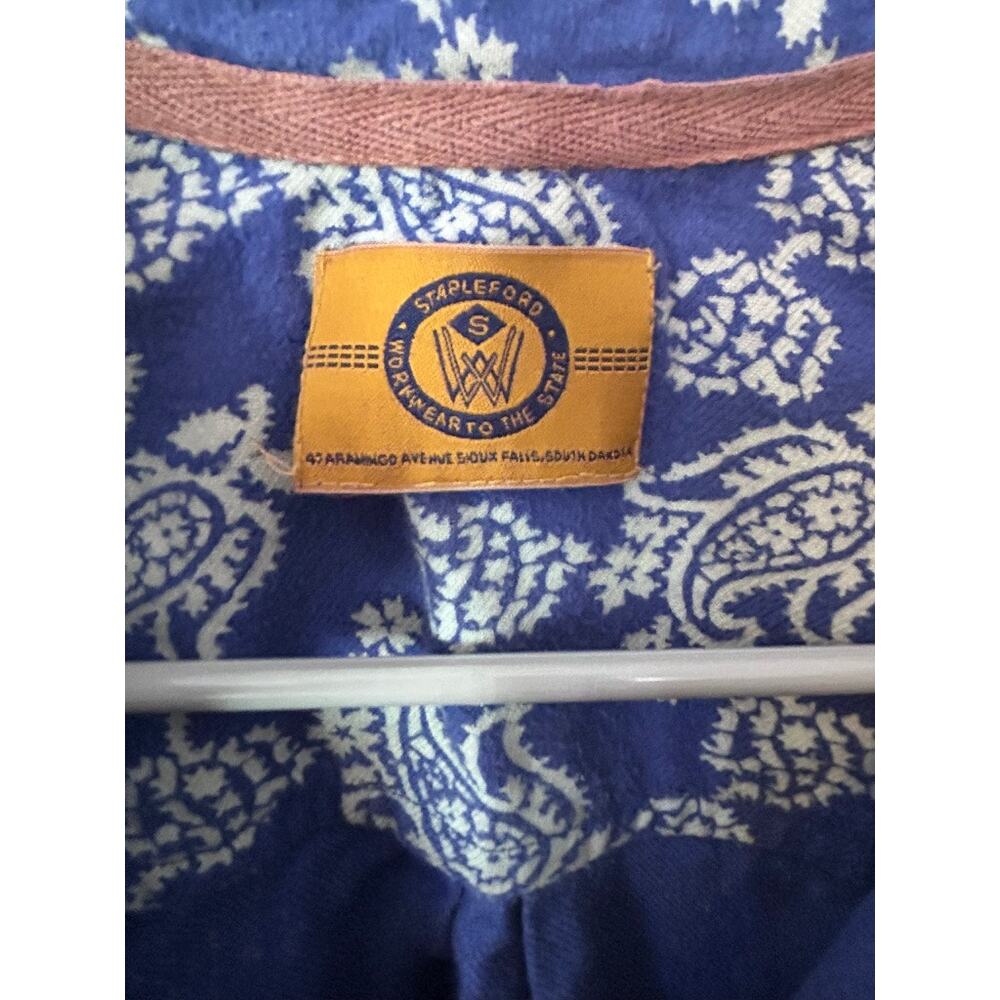 Blue Stapleford Workwear Paisley Cotton Flannel Button-Down - (Size L) - Picture 3 of 10